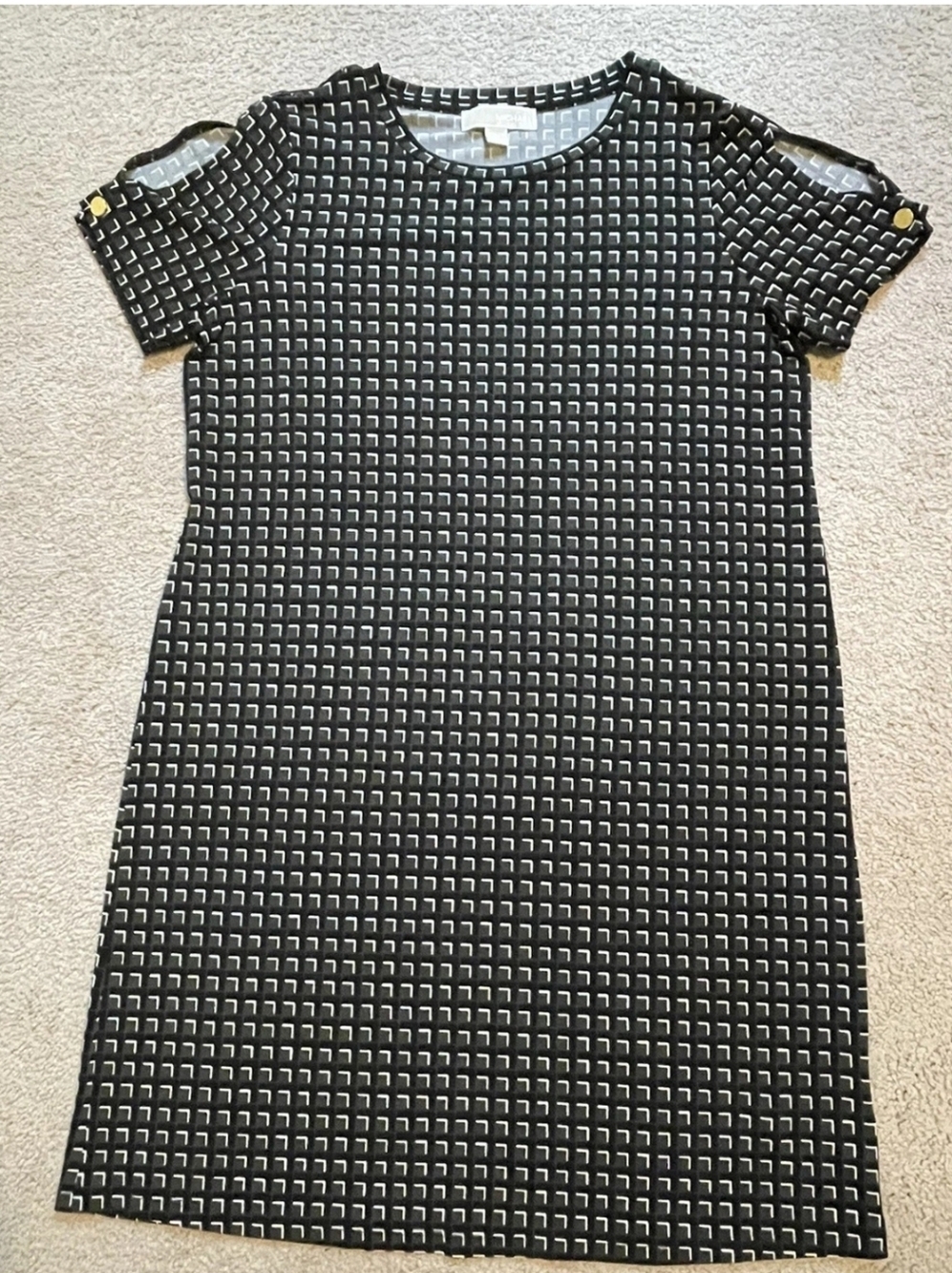 Michael Kors Black and White Geometric Midi Dress